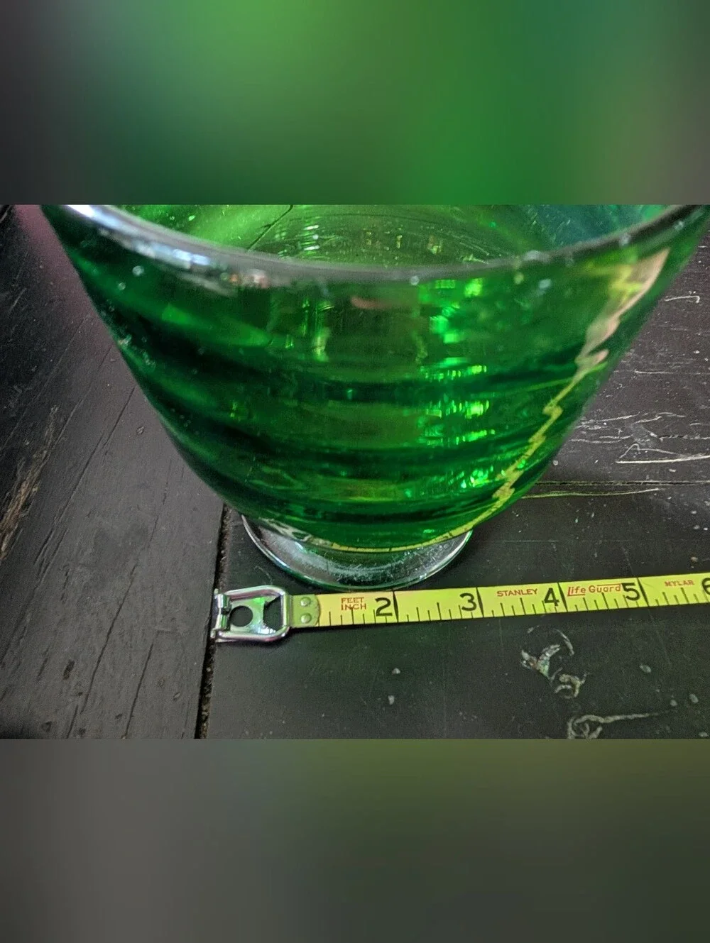 Vintage Mid-Century Florist Emerald Green Beehive Glass Vase Planter Bowl Decor